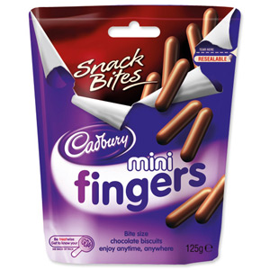 Cadbury Mini Fingers Chocolate Covered Finger Biscuits Pouch Pack 125g Ref A07360 Ident: 620C