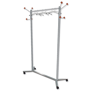 Mobile Coat Rack 4 Wheels Metal Frame Ident: 489A