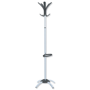 Coat Stand Classic Chrome & Plastic Large Pegs Weighted Base Ident: 487F