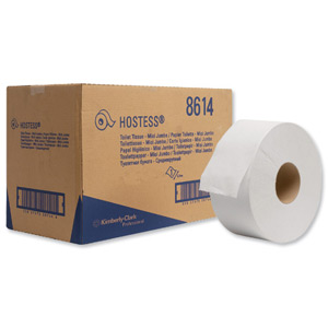 Hostess Mini Jumbo Toilet Tissue Rolls 2-Ply 94mmx200m White Ref 8614 [Box 12] Ident: 593B