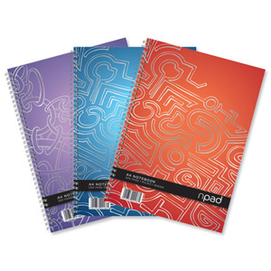 Oxford npad Modern Notebook Twin Wirebound 80gsm Ruled Margin 4 Holes 200pp A4+ Ref 100080105 [Pack 3] Ident: 45A
