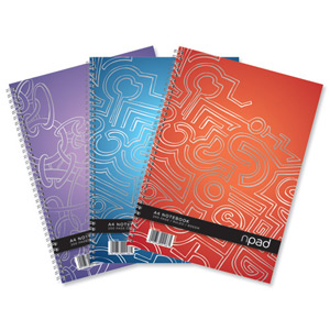 Oxford npad Modern Notebook Twin Wirebound 80gsm Ruled Margin 4 Holes 200pp A4+ Ref 100080105 [Pack 3]