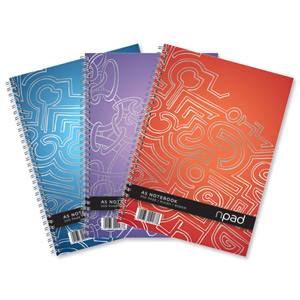 Oxford npad Modern Notebook Twin Wirebound Ruled Margin 2 Holes 200pp 80gsm A5+ Ref 100080213 [Pack 3] Ident: 45B