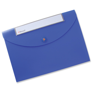 Rexel Optima Document Wallet Polypropylene Magnetic-seal for 150 Sheets A4 Blue Ref 2102480 [Pack 3] Ident: 196E