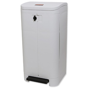 Rubbermaid Step On Best Waste Bin Front Opening Large Pedal Rubber Wheels 100 Litres White Ref WHT 6151 Ident: 521B