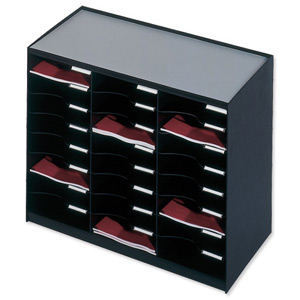 Paperflow Modulodoc Mailsorter Plastic Stackable 24x A4 Compartments W674xD308xH548mm Black Ref 80201 Ident: 168E