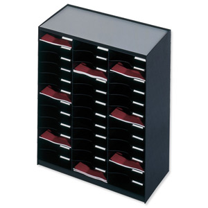 Paperflow Modulodoc Mailsorter Plastic Stackable 36x A4 Compartments W674xD308xH791mm Black Ref 80301 Ident: 168E