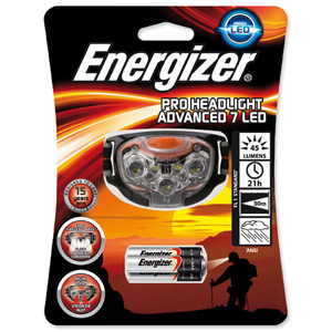 Energizer Pro Advanced Headlight Torch 5 Bright LED 2 Red LED Weatherproof Pivot Head 20hr Ref 631638 Ident: 553E