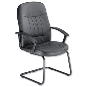 Trexus County Visitor Chair Leather Cantilever Back H620mm Seat W520xD480xH460mm Black Ident: 392F