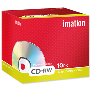 Imation CD-RW Rewritable Disk Cased 4x-12x Speed 80min 700MB Ref i19002 [Pack 10] Ident: 780B