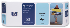 Hewlett Packard [HP] No. 81 Inkjet Dye Cartridge 680ml Light Cyan Ref C4934A