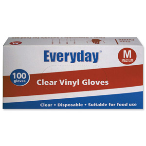 Everyday Clear Vinyl Gloves Medium Ref 5049/GL6422 [Box 100] Ident: 527A