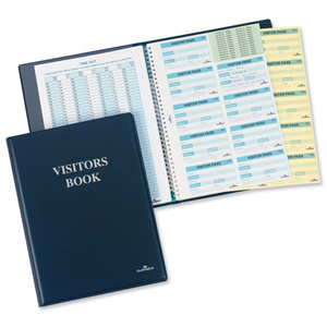 Durable Visitors Book Leather Look 100 Badge Inserts 80gsm W90xH60mm Ref 1463-00