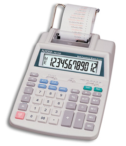 Aurora Calculator Printing Currency and Tax 12 Digit Battery and Mains 147x244x58mm Ref PR710 Ident: 665E