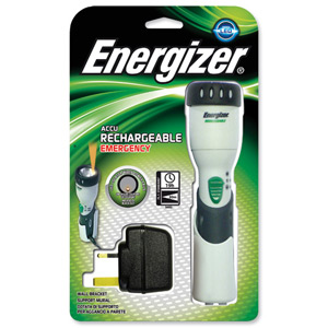 Energizer Emergency Rechargeable Torch Krypton Bulb Shatterproof Lens 120hr 2AA1 UK Plug Ref 633024 Ident: 553B
