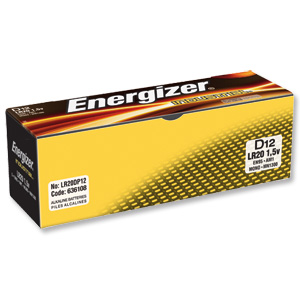 Energizer Industrial Battery Long Life LR20 1.5V D Ref 636108 [Pack 12] Ident: 648E