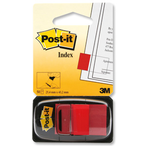 Post-it Index Flags 50 per Pack 25mm Red Ref 680-1 [Pack 12] Ident: 58A