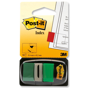 Post-it Index Flags 50 per Pack 25mm Green Ref 680-3 [Pack 12] Ident: 58A