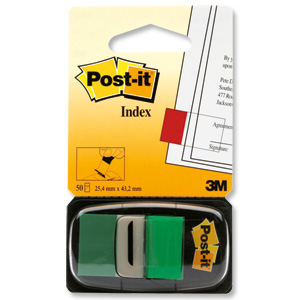 Post-it Index Flags 50 per Pack 25mm Green Ref 680-3 [Pack 12]