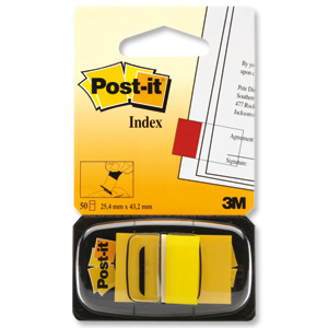 Post-it Index Flags 50 per Pack 25mm Yellow Ref 680-5 [Pack 12] Ident: 58A