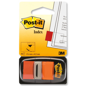 Post-it Index Flags 50 per Pack 25mm Orange Ref 680-4 [Pack 12] Ident: 58A