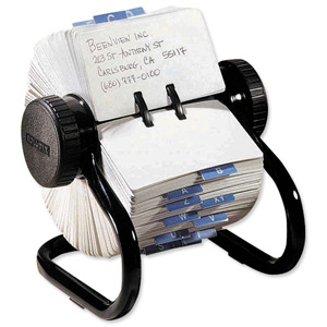 Rolodex Classic 500 Rotary File Metal Open with 500 57x102mm Cards 178x159x133mm Black Ref 66704