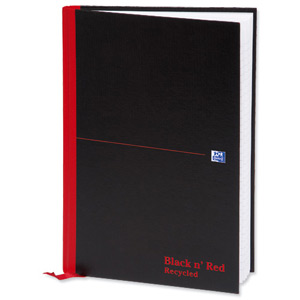 Black n Red Book Casebound Recycled 90gsm 192pp A4 Ref 100080530 [Pack 5] Ident: 27D