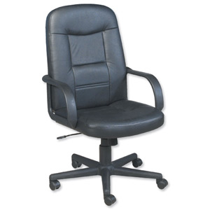 Trexus Intro Managers Armchair Leather Tilt Back H630mm Seat W640xD490x450-540mm Black Ident: 392D