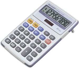 Sharp Calculator Tax Desktop Battery/Solar-power 10 Digit 108x170x15mm Ref EL334FB Ident: 663A