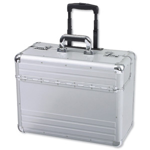 Alumaxx Omega Trolley Pilot Case 2 Combination Locks 5.3kg Silver Aluminium Ref 45122