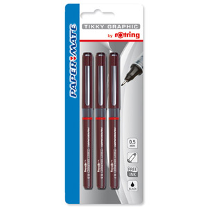 Rotring Xonox Graphic Drawing Pens Fibre-tip 0.3mm 0.5mm 0.7mm Ref S0814890 [Wallet of 3] Ident: 110G
