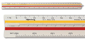 Rotring Ruler Triangular Reduction Scale 1 Architect 1-10 to 1-1250 with 2 Coloured Flutings Ref S0220481 Ident: 109B