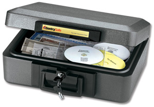 Sentry Fire-Safe CD Storage Chest Key Lock 30 minutes Protection 9kg W387xD308xH159mm 7L Ref 2460 Ident: 560B