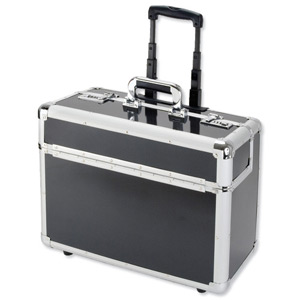 Alumaxx Trolley Pilot Case Laptop Compartment 2 Combination Locks Silver-Carbon Aluminium Ref 45129