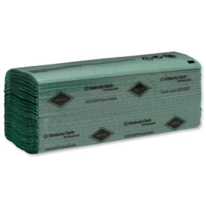 Hostess Hand Towels Single Ply 224 Sheets per Sleeve 240x240mm Green Ref 6871 [24 Sleeves] Ident: 594B