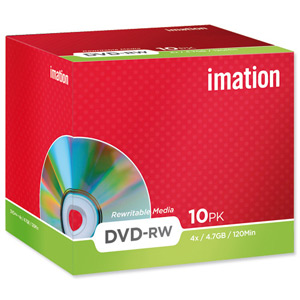 Imation DVD-RW Rewritable Disk Cased 4x Speed 120min 4.7GB Ref i21061 [Pack 10] Ident: 780D