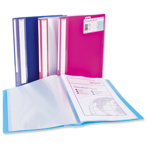 Display Book Durable Polypropylene 20 Pockets Assorted [Pack 12]