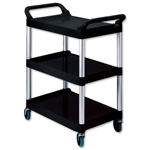 Rubbermaid Utility Cart Polypropylene 3 Tiers Scratch Resistant W854xD473xH959mm Black Ref 3424-88-BLA Ident: 504E