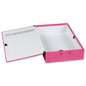 Concord Contrast Box File Laminated Paper-lock 75mm Spine Foolscap Raspberry Ref 13483 [Pack 5] Ident: 232C