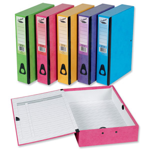 Concord Contrast Box File Laminated Paper-lock 75mm Spine Foolscap Assorted Ref 13487 [Pack 5]