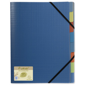 Exacompta Forever Expanding File Recycled Polypropylene 3-Flap 8-Part Blue Ref 552572E [Pack 5]