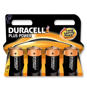 Duracell Plus Power Battery Alkaline 1.5V D Ref 81275439 [Pack 4] Ident: 648A