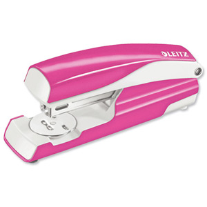 Leitz 5502 Stapler Half Strip Throat 60mm for 26/6 24/6 Capacity 30 Sheets Metallic Pink Ref 55022023