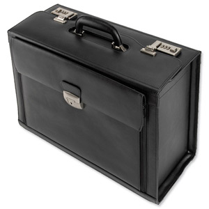 Alassio Ferrara Pilot Case Leather Laptop Compartment 2 Combination Locks Black Ref 45045 Ident: 766G