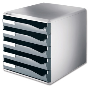 Leitz Post Set Filing Unit with 5 Drawers A4 W291xD352xH291mm Grey Ref 5280-89