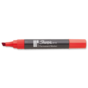 Sharpie W10 Permanent Marker Chisel Tip 1.2-5mm Line Red Ref S0192675 [Pack 12]