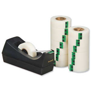 Scotch Magic Tape 900 Roll Natural Fibre Film 19mmx33m Matt Ref 9-1933R14C38 [Pack 14 and C38 Dispenser]