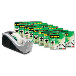 Scotch Magic Tape 810 Roll 19mmx33m Matt Ref 8-1933R16C60 [Pack 16 and C60 Dispenser]