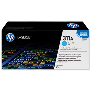 Hewlett Packard [HP] No. 311A Laser Toner Cartridge Page Life 6000pp Cyan Ref Q2681A Ident: 817C