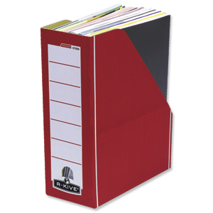 R-Kive Premium Magazine File Fastfold A4 Plus Red and White Ref 0722605 [Pack 10] Ident: 175B